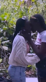 Two Lesbian Cuties Dildo Fuck in Public Park