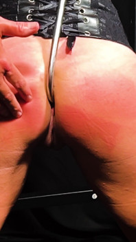 Anal Hooked Sub Gets Paddle and Whipped on the Rack
