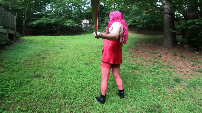 Jon Screcrow: Raw Unedited Crossdresser in Lingerie Outside