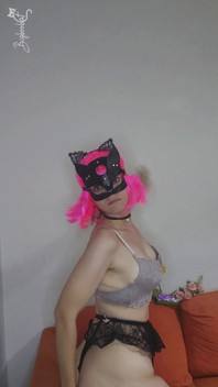 Hear Me Moan as I Masturbate with My Kitty Mask and Tits