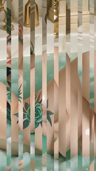 Wanita bogel cantik dalam mandi bersabun mewah dengan bergunci sabun
