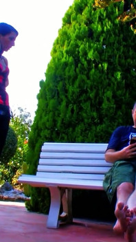 Horny teens Angelina Castro and Bettina Kok talk to a stranger and take him to fuck