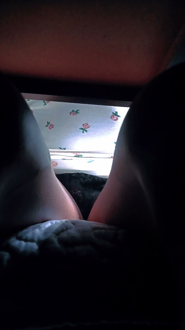 Ombunny: Under Desk Perving: Updress Tease, Lace &amp; Soft Femcock Reveal