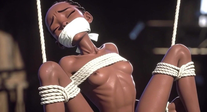 YOUR BEST FANTASY: Thin Black African Slave Tied up - Horny & Begging for Dick
