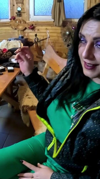 Green Downjacket Tease Smoking, Humiliation & Messy Cum Play