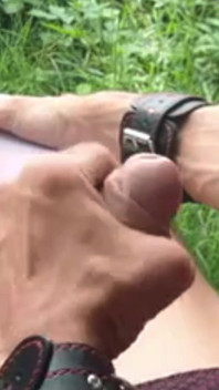 Jerking off in the car on the forest path