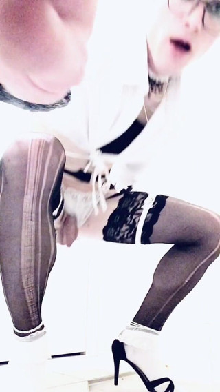 SissyCindySlut: Sissy Cindy exposed while enjoying black dildo in heels and...