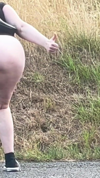 Outdoor Female Exhibitionist: Hitchhiking Flash