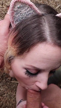 Kitty sucks cock