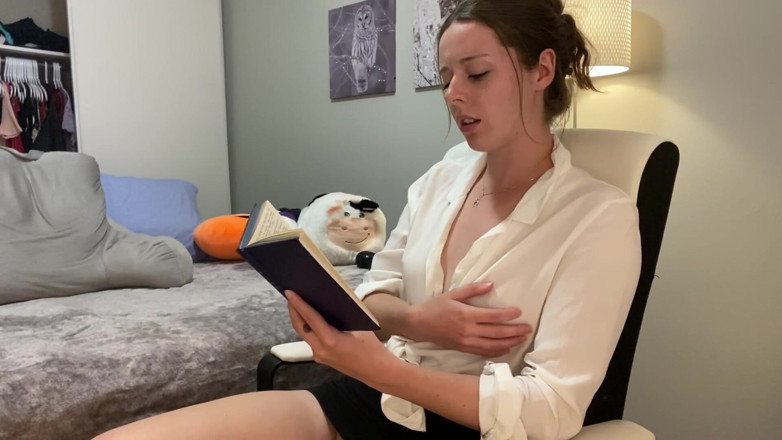 Nadia Foxx: Sexy Brunette Reading a Hot Romance Novel and Getting off...