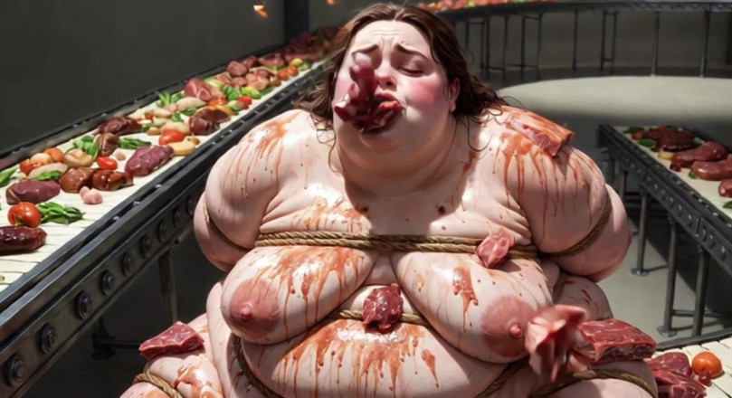 YOUR BEST FANTASY: Humiliated BBW Slave Tied and Stuffing Her Belly Deep