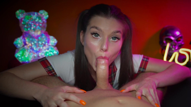 Stefany Kyler: Anime Girl in School Uniform Sucking Dick