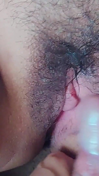 Cum on My Hairy Pussy, but First Tuck It a Little Inside Me.