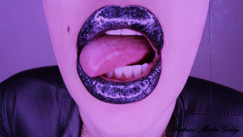 Goddess Misha Goldy: Les lèvres noires brillantes ont le contrôle total de vous !...