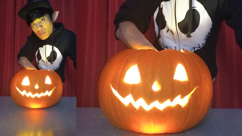 Jon Arteen: Sfw Jon Arteen lindo twink emo femboy carves una calabaza...