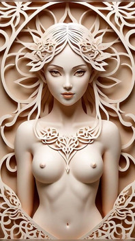 Lustrender Papercraft desnuda elf girl slideshow - sexy kirigami elf coño y tetas