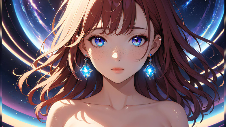 LustRender: Voidgazer：一个有着闪闪发光的宇宙雀斑的美丽年轻女人