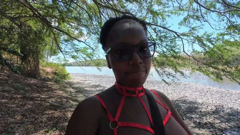 Jhodez1: Surprise Nature Walk with Ebony Hiking Down to River She...