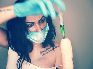 Goddess Misha Goldy: Psycho injecting inside of your int0xicated dick, anus and mouth...
