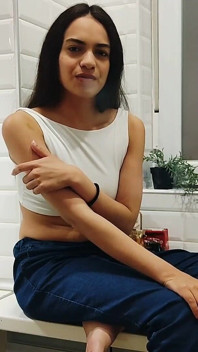 Smoking Girl Fetish in the Kitchen Eye Contact Brunette