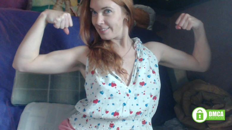 Risky Hairy Couple: Muscles Flexing. Custom. Redhead Girl
