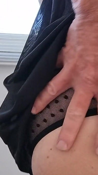 CD Teases in See Through Lingerie and Panties and Masturbates Until He Cums
