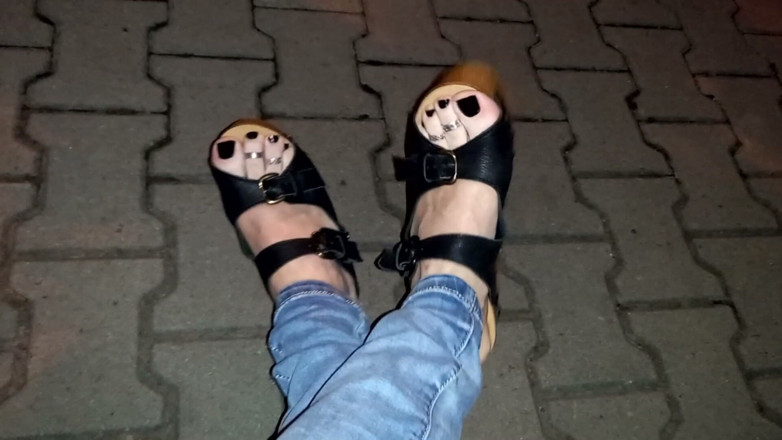 Heelex: Crossdresser Shows off Her Beautiful Feet in High Heel Wedges...