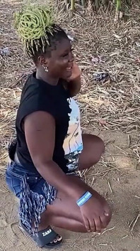 African Ebony Sexy Black Girl Dances in Public with Laughter