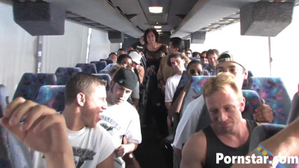 Pornstars: Pornstar Desire Moore gangbanged inside bus