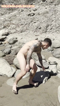 Semihard Cock, in the Public Beach