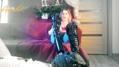 Lady Angela Submissive Worshiping Pvc Thigh High Boots