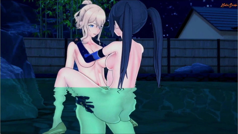 Hentai Smash: Futa Jean büyük yarağıyla Mona'yı domaltarak sikmeden önce amcığını yalıyor - Genshin...