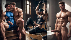 AI gay porn: Hunk, vysoká, kapající penis Ai Gay Porno