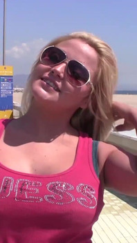 Outstanding blonde babe is riding stranger's big and hard rod