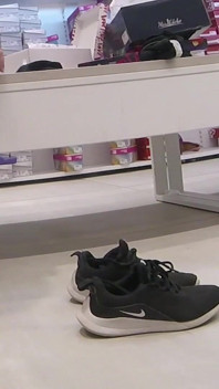 Pussy Flash - My Exhibitionist Wife Without Panties Plays the Slut in a Shoe Store