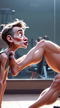 Muscular Woman Humiliates Skinny Man - Foot Worship Domination