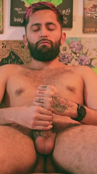 Camilo Brown Slowly and Intensely Jerking His Big Uncut Cock and Shooting a Big Cumshot