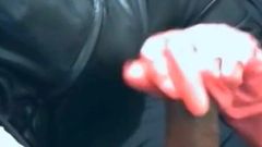 Pink Rubber Gloves Mistress Jerking Slave to Eruption