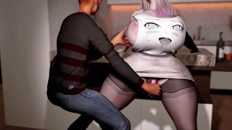 Why fuck so hard: 3D blonďatá bbw děvka s obrovskými prsy škádlí starého ptáka, aby...