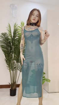 Dancing in Transparent Dress and Using Nipple Clamps