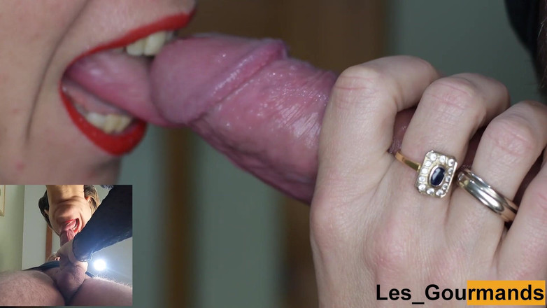 Les Gourmands: Un grande cazzo pompino ed ingoia vista dal basso