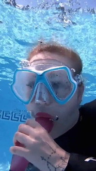Underwater Blowjob Challenge - Gagging on My Sinking Dildo