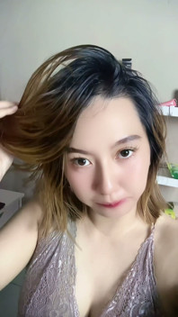 Blonde Asian Girl Masturbating with Milk