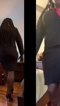 Black Baby Danae in Sexy Skirt Suit Hitching up Her Skirt