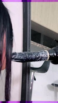 Blowjob to Black Dildo Made by a Beautiful Latina with Huge Hips