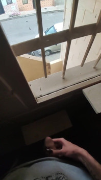 Morning jerk off in the window