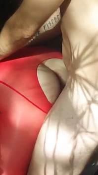 Private Fucking in Red Fishnet Stockings, Sexy Outfit and Seductive Poses