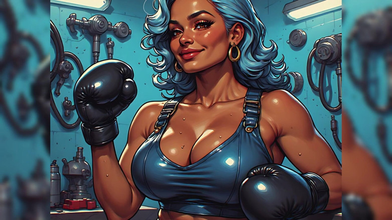 AI Porn: Arte del boxercise donna sexy