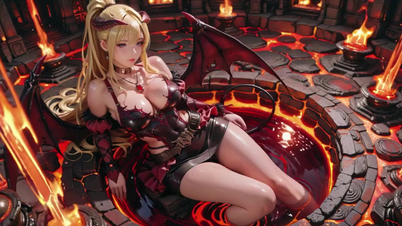 Seraphina Vale: Lava Throne! Blonde Demon Queen Kneels &amp; Membentangkan Sayapnya, Malas Mengusik...