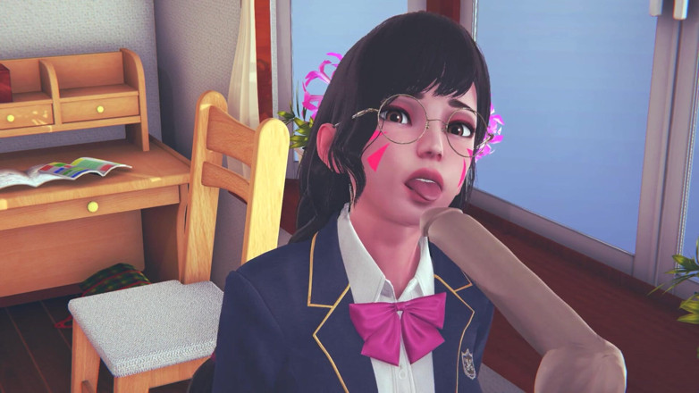 Waifu club 3D: DVA女子大生は彼女の舌であなたのコックを舐め、彼女の顔に精液を取得します